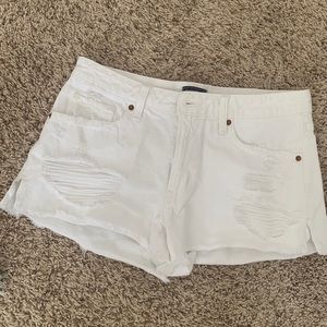 Abercrombie and Fitch White Distressed Shorts